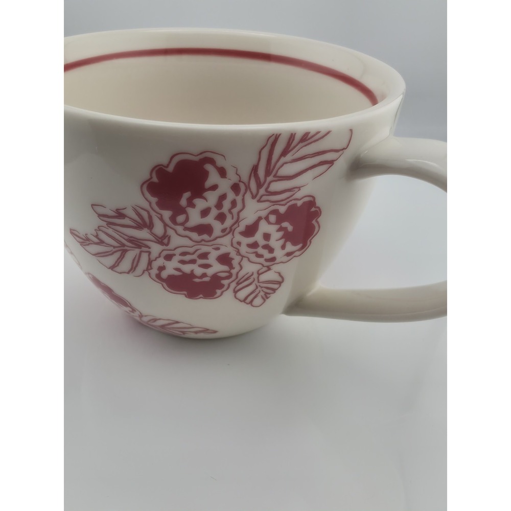 Starbucks 2007 Raspberry Pink Berry Floral 13 Oz Coffee Mug Cream Retired